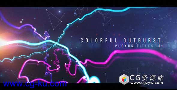 AE模板-抽象多彩光线拖尾文字动画开场 Plexus Titles 3 Colorful Outburst的图片1