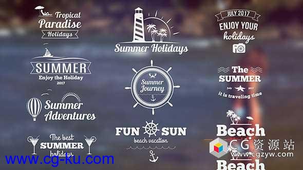 AE模板-复古夏天旅游假期聚会标签横幅文字标题动画 Summer Banners II的图片1