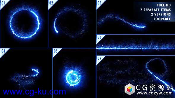 视频素材-能量光与粒子条纹光线路径动画 Energy Light Streaks With Particles的图片1