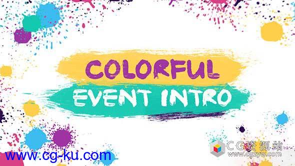 AE模板-多彩事件介绍彩色油漆滴落遮罩视频包装 Colorful Event Intro的图片1