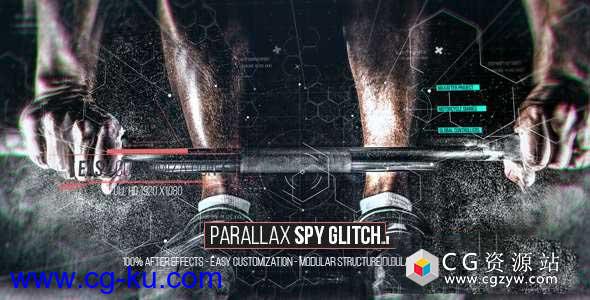 AE模板-抽象科技感毛刺视差图片展示 Parallax Spy Glitch的图片1