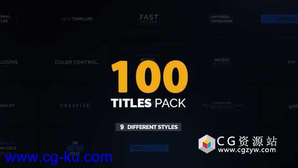 AE模板-9种风格100文字标题动画包+100 Titles Pack  9 Styles的图片1