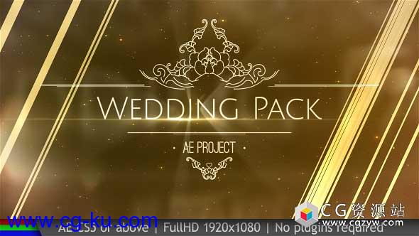 AE模板-电影事件爱情故事金色婚礼片头包装 Wedding Pack的图片1