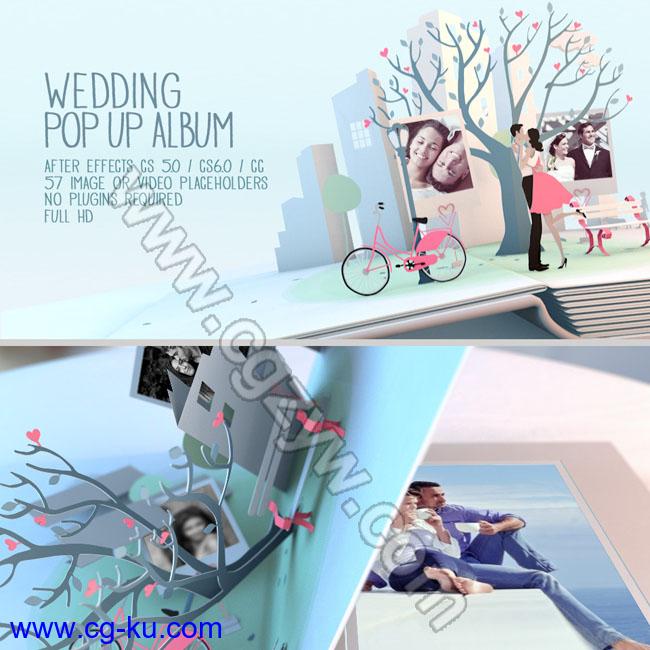 AE模板-婚礼相册动画展示模板Wedding Pop Up Album的图片1