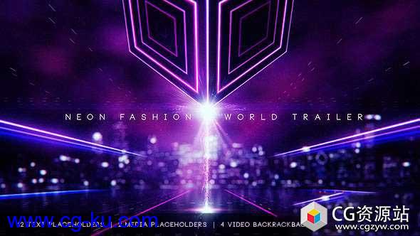 AE模板-时尚霓虹方块炫彩动态背景电视节目字幕条包装片头 Neon Fashion World Trailer的图片1