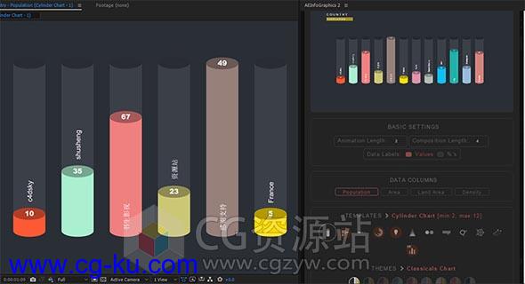 三维数据柱状图信息图表增长动画脚本AEscripts AEInfoGraphics 2+视频教程的图片1