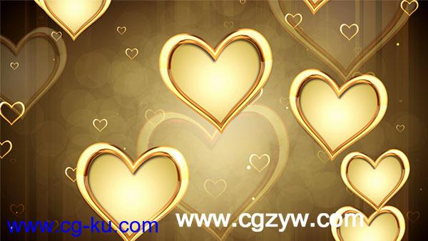 视频素材 金色心形大屏幕展示Videohive – Golden Hearts的图片1