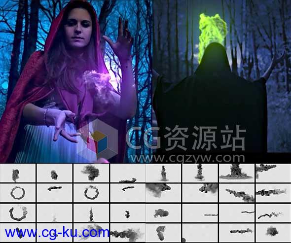 视频素材-4K分辨率32组魔法法术粒子烟雾素材的图片1