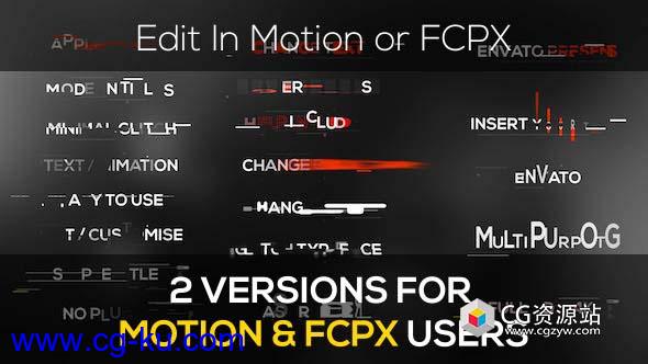 FCPX插件-20个4K信号损坏科技感文字标题字幕条动画Minimal Modern Glitch Titles的图片1