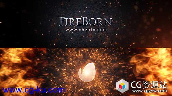 AE模板-电影火标志火焰星火粒子Logo动画 Fireborn Logo的图片1