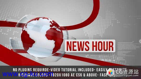 AE模板-全球新闻频道玻璃地球图形动画电视包装片头 Global News Intro Title的图片1