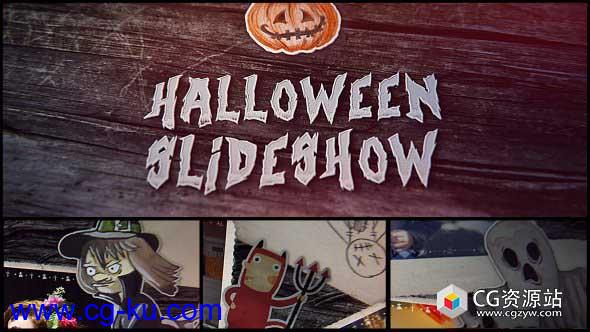 AE模板-万圣节幻灯片剪纸风格照片相册视频展示动画halloween-slideshow的图片1