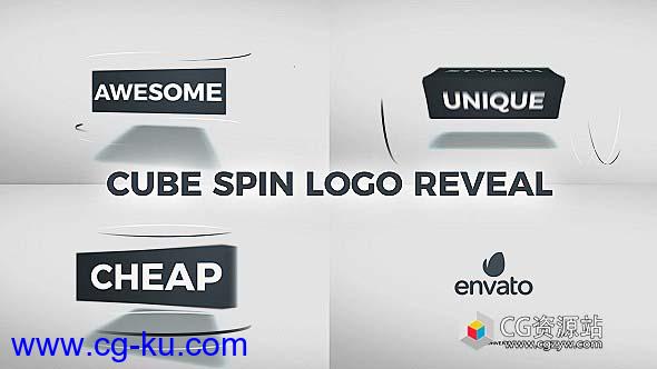 AE模板-立方体旋转翻转文字Logo动画 Cube Spin Logo Reveal的图片1