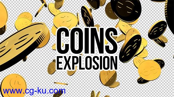 三维空间金币散落高清视频素材Coins-Explosion的图片1