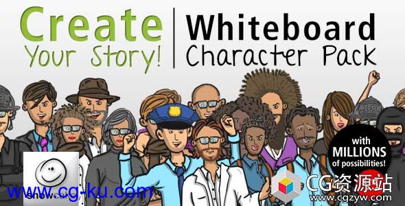 AE模板-卡通白板剪纸人物场景解说动画Create Your Story Whiteboard Character Pack的图片1