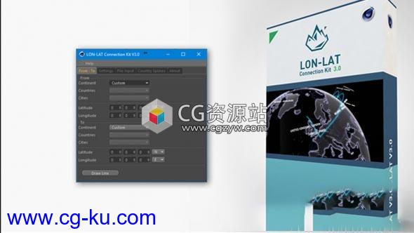 C4D地球地点连线插件 TGS Lon-Lat Connection Kit V3.0 C4D R16-R19的图片1