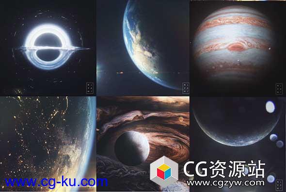 C4D模型工程9大太阳系行星黑洞星球地球模型的图片1