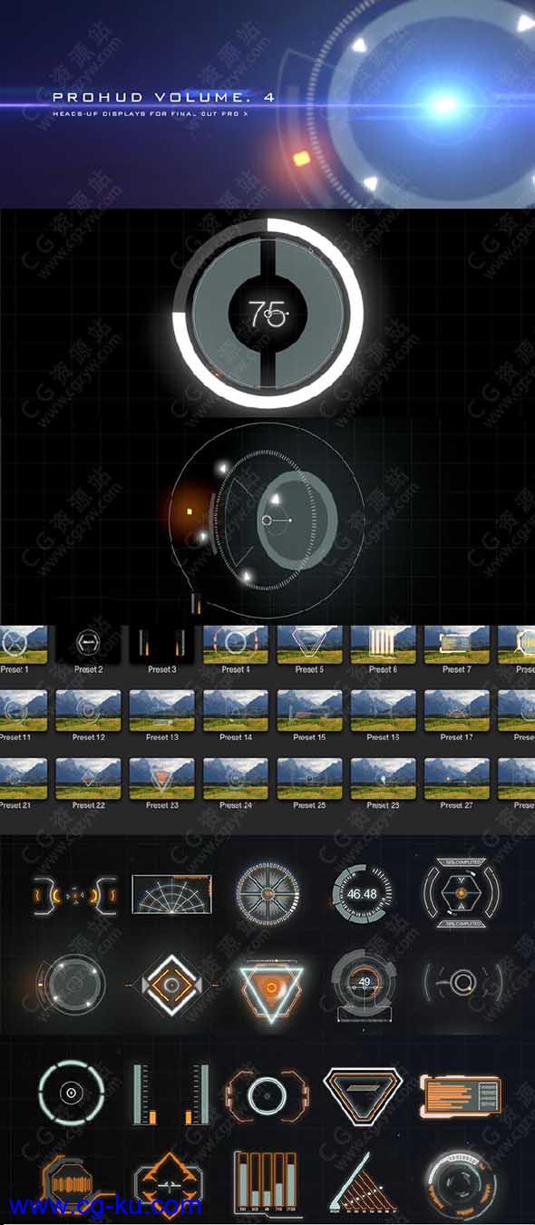 FCPX插件-高科技HUD屏幕科幻元素动画预设 PROHUD VOL.4的图片2