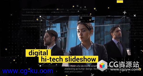 AE模板-商务企业幻灯片数字科技感图片文字片头包装的图片1