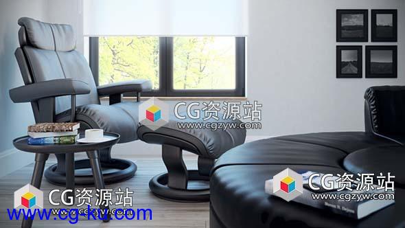 3D家具皮革沙发布艺沙发扶手椅木椅模型(C4D+C4D VRAY格式)CGAxis Models Volume 75 Furniture VI的图片1