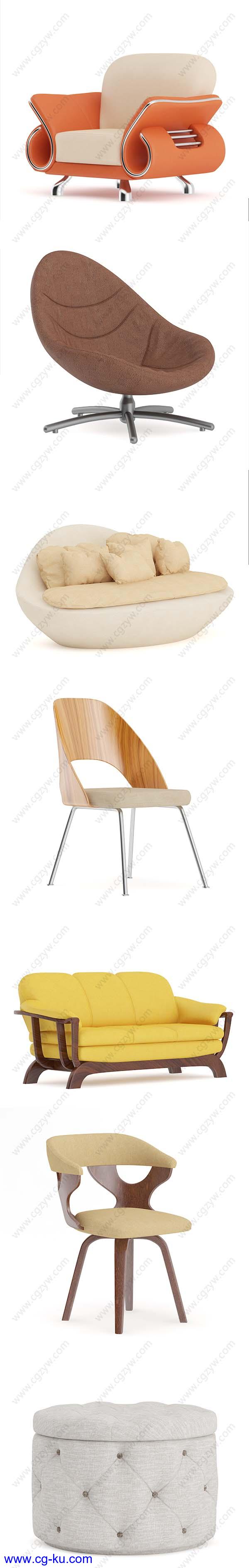 3D客厅家具沙发模型(C4D+C4D VRAY格式)CGAxis Models Volume 78 Furniture VII的图片2