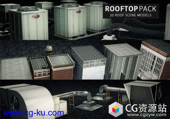 C4D模型预设-三维楼顶场景物体预设 The Pixel Lab – Rooftop Pack For C4D的图片1