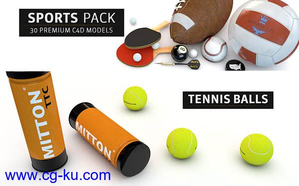 C4D模型预设-30个体育运动元素保龄球乒乓球 The Pixel Lab – Sports Pack For C4D的图片1