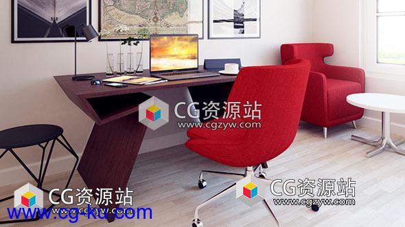3D办公家具桌子橱柜椅子转椅模型(C4D+C4D VRAY格式)CGAxis Models Volume 80 Office Furniture II的图片1