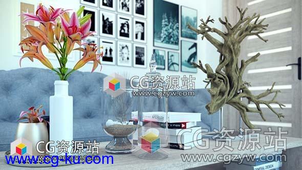 现代室内装饰品道具三维模型包(C4D/MAX/FBX/OBJ格式)CGAxis Models Volume 83 Decorations的图片1