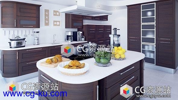 厨房家具多边形三维模型包(C4D/MAX/FBX/OBJ格式)CGAxis Models Volume 86 Kitchen Furniture的图片1