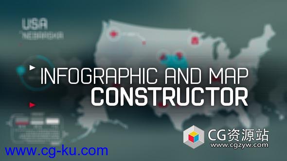 AE模板-科技感信息图表地图统计标题展示动画 infographic and map constructor的图片1