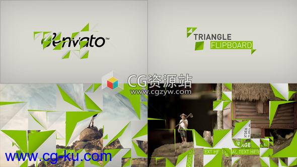 AE模板-创意优雅三角形翻转图片视频包装片头Triangle Flipboard的图片1