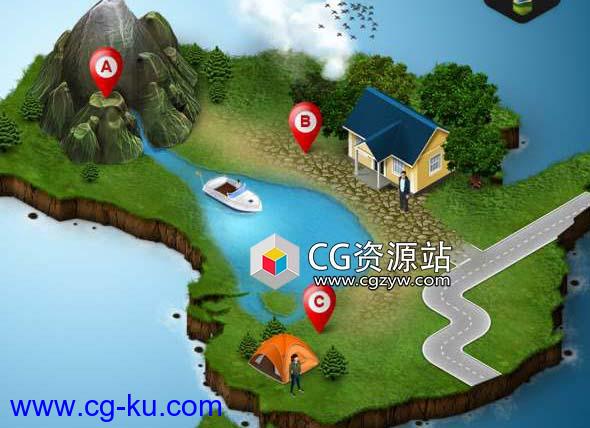 PS插件-三维等距地图生成制作 Graphicriver – 3D Map Generator 2 v1.5.4 – Isometric的图片1