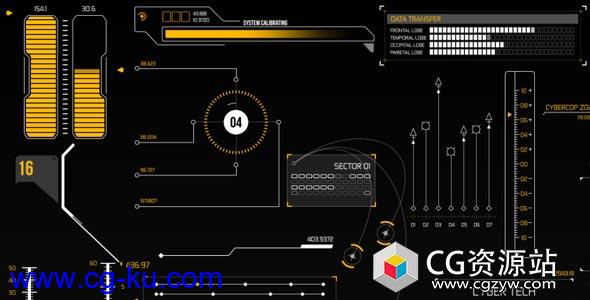 AE模板-25组科技感HUD信息图表元素HUD Infographic Elements的图片1