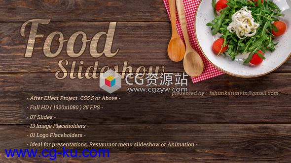 AE模板-食物幻灯片介绍宣传包装 Food Slideshow的图片1