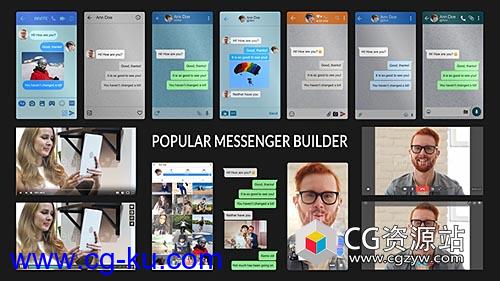 AE模板-手机聊天社交APP聊天气泡对话框动画工具包 Popular Messenger Builder v2的图片1