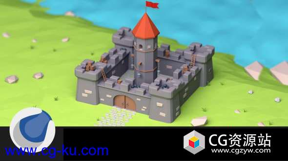 C4D教程-建模着色卡通城堡教程Cinema 4D Adorable Castle Modeling Tutorial的图片1