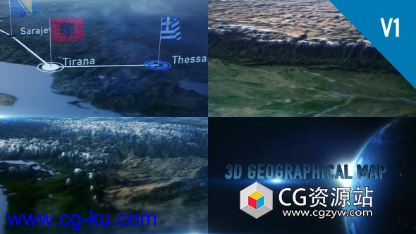 AE模板-三维地理地图地点连线展示动画工具包 3D Geographical Map的图片1