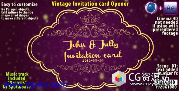 AE+C4D模板-三维复古邀请卡动画 Vintage Invitation Card的图片1