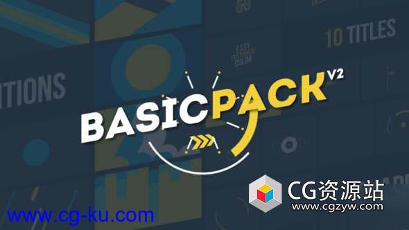 AE模板-扁平化图形过渡文字标题MG动画 Basic Pack的图片1