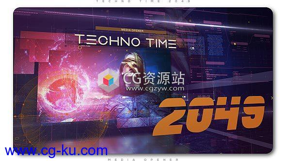 AE模板-科技感HUD幻灯片时间线视频介绍宣传片头 Techno Time 2049 Media Opener的图片1