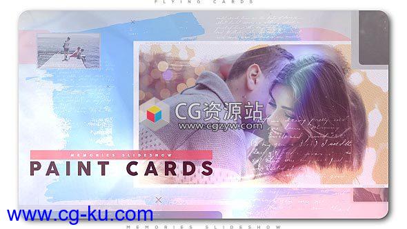 AE模板-爱情故事甜蜜回忆照片相册片头 Painted Cards of Memories Slideshow的图片1