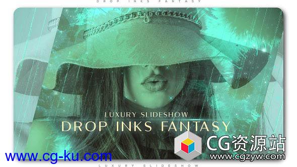 AE模板-水墨滴落散开标题婚礼幻灯片开场 Drop Inks Fantasy Luxury Slideshow的图片1