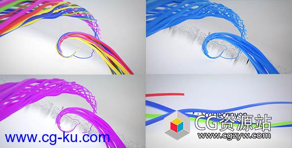 AE模板-三维线条生长五颜六色丝带标志揭示Logo动画 Colorful Ribbon Logo Reveal的图片1