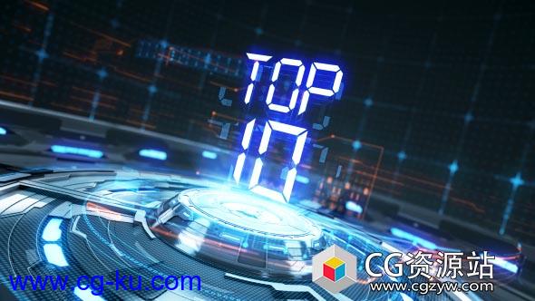 AE模板-十佳倒计时转场三维科技感舞台动画 Top 10 Countdown Transitions的图片1