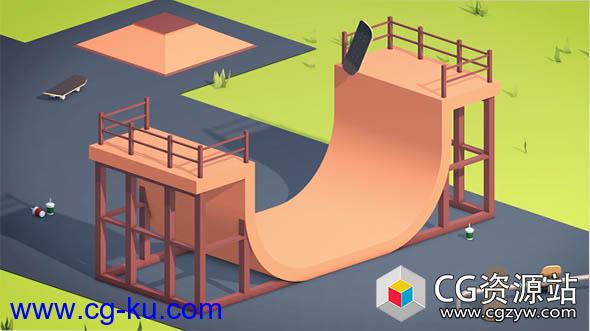 Cinema 4D – 滑板公园建模和动画C4D教程Cinema 4D – Skate Park Modeling and Animation Tutorial的图片1