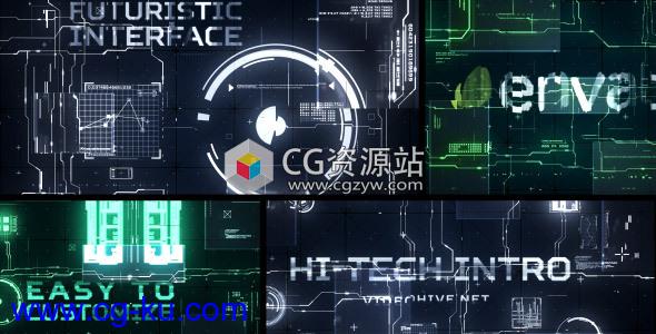 AE模板-高科技信号故障Logo动画 Hi-Tech Intro的图片1