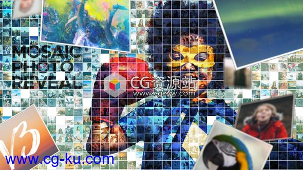 AE模板-纪念日生日相册照片墙动画 Mosaic Photo Reveal的图片1