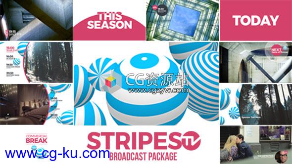 AE模板-现代时尚广告条纹电视栏目包装片头 Stripes tv Broadcast Package的图片1