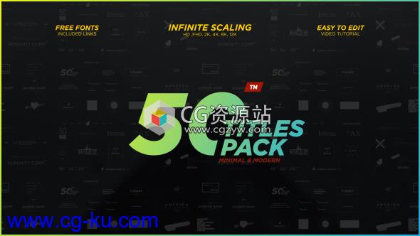 AE模板-50组现代时尚文字标题动画 50 Minimal & Modern Titles Pack的图片1